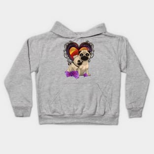 Little pug in love Kids Hoodie